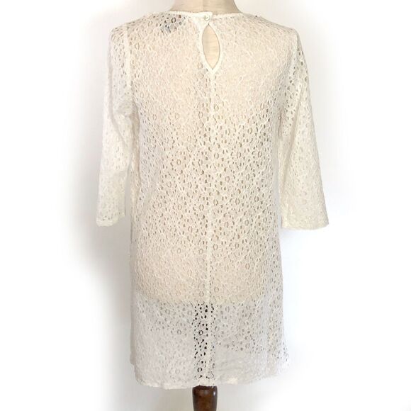 Skies Are Blue White Sheer Lace Dress MED - Picture 3 of 6